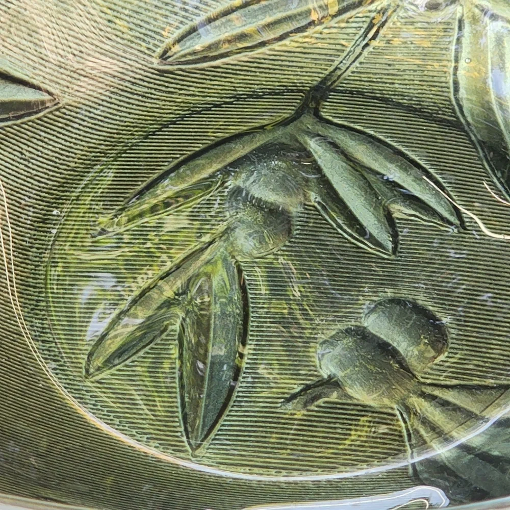 Vintage Monna Art Glass Avocado‎ Green Dish Bowl 9.5in